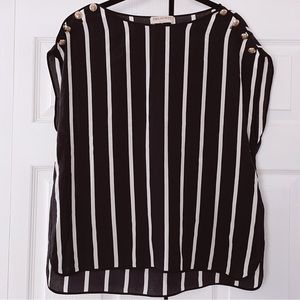 Emilio Pucci Black Stripe Silk Blouse Logo Buttons 40 10